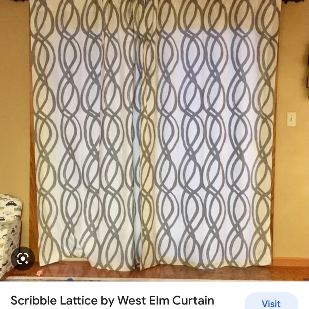 West Elm scribble lattice shower curtain (grey)